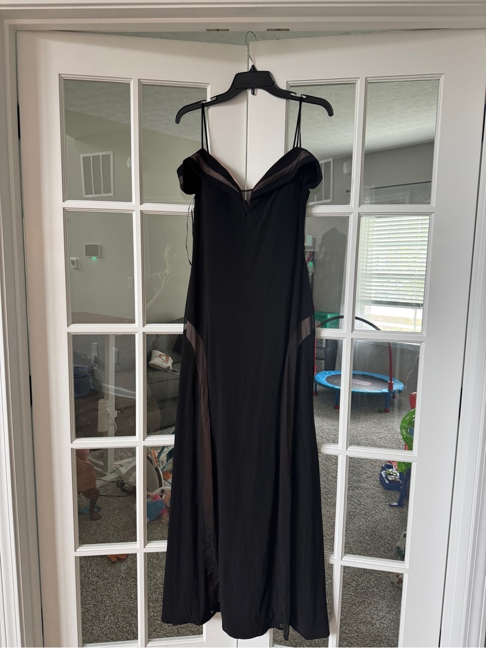 Black Off-Shoulder Slip Dress